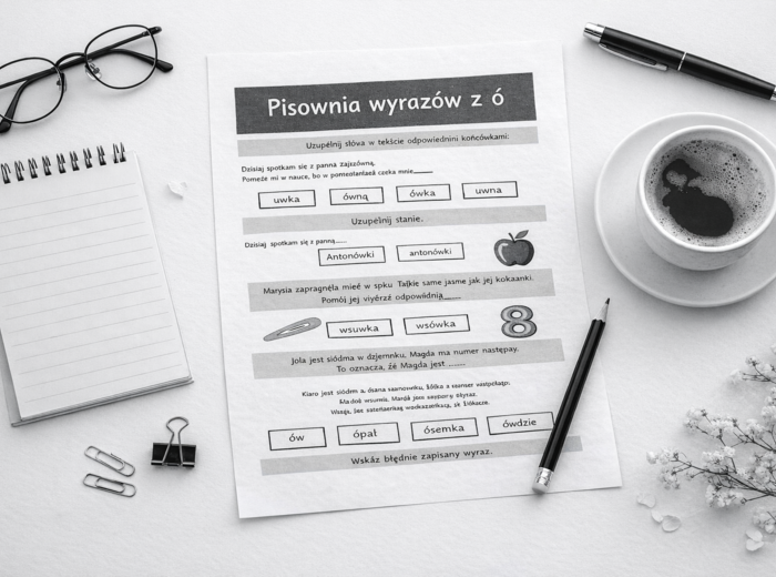 PISOWNIA WYRAZÓW Z "Ó" [Karta pracy, sprawdzian}