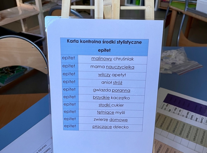 Środki stylistyczne - dopasowanie - tabela