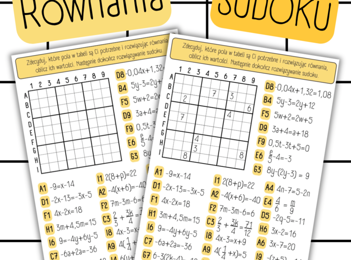 RÓWNANIA - sudoku