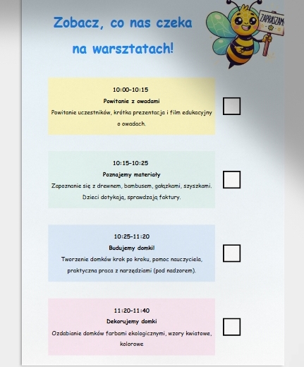 Warsztaty budowy domków dla owadów