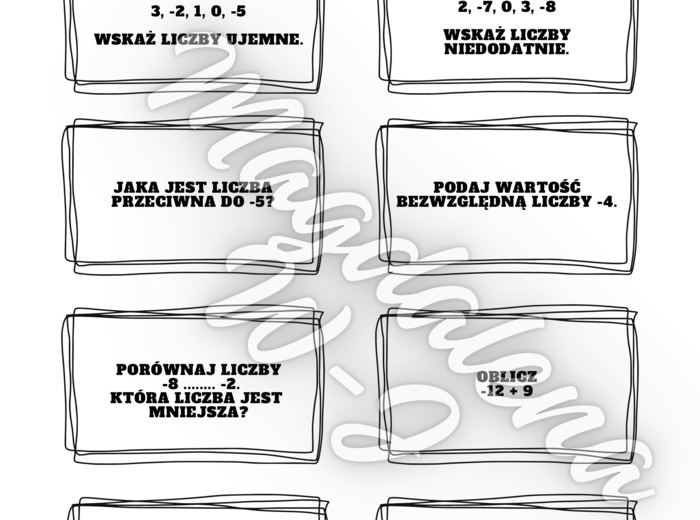 Liczby całkowite_Praca w grupie_Klasa 6