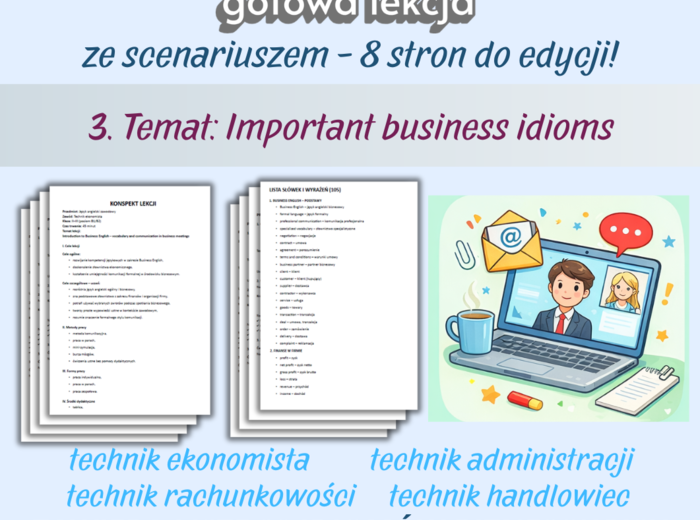JĘZYK ANGIELSKI ZAWODOWY Gotowa lekcja ze scenariuszem Temat: Important business idioms