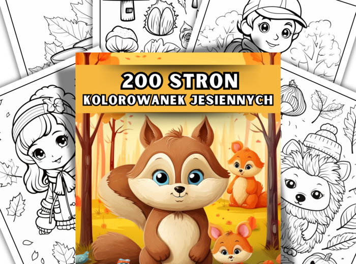 Kolorowanki Jesienne 200 Stron Przepięknych Ilustracji do Pokolorowania.