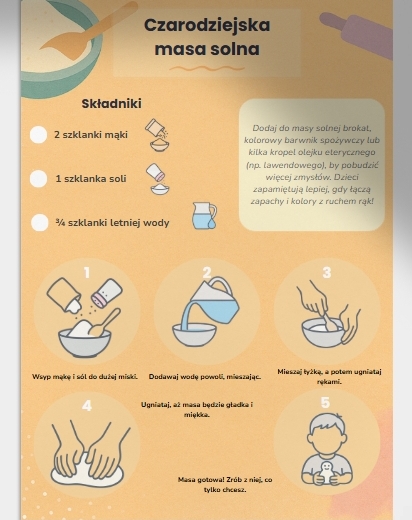Zabawy sensoryczne: masa solna, ciastolina, kolorowy ryż.