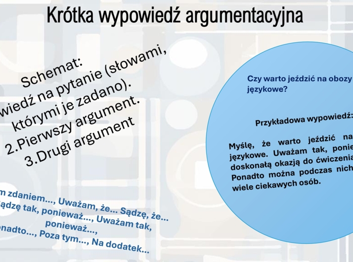 Wklejka "Krótka wypowiedź argumentacyjna" E8