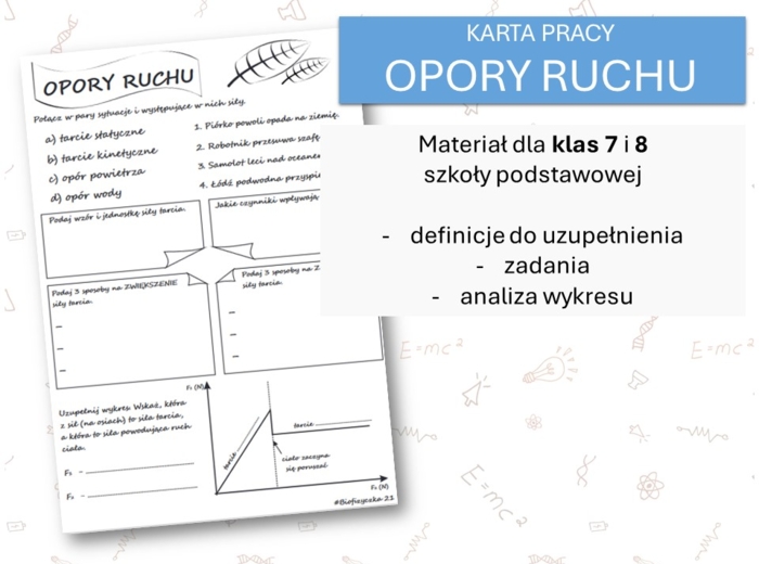 Fizyka 7 i 8. Karta pracy. OPORY RUCHU. Dynamika.