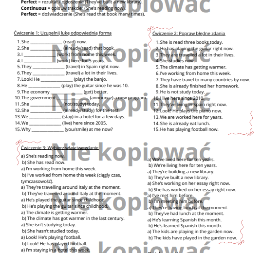 Master the Tenses - Present Simple, Continuous i Perfect w zestawieniu B1/B2