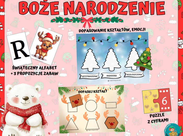 BOŻE NARODZENIE- ŚWIĄTECZNY ZESTAW - PLANSZE i ZABAWY