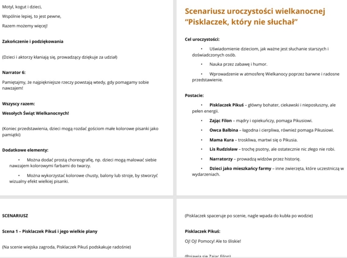 Zabawne scenariusze uroczystości wielkanocnej