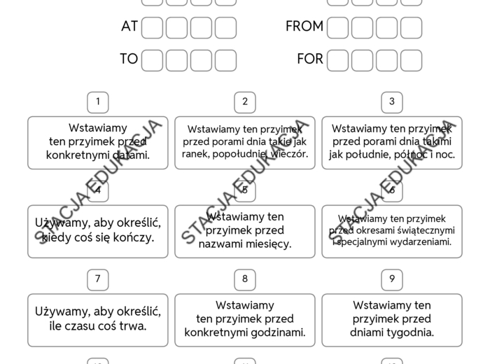 Super Powers 5 – Przyimki czasu (in, on, at, from…to…, for)