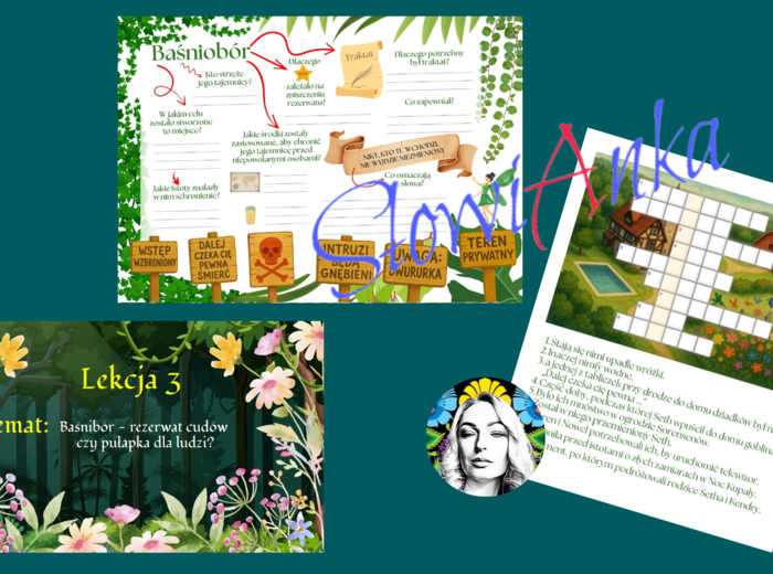 Zestaw materiałów dydaktycznych do omówienia lektury „Baśniobór” Brandona Mulla + PREZENTACJA GRATIS