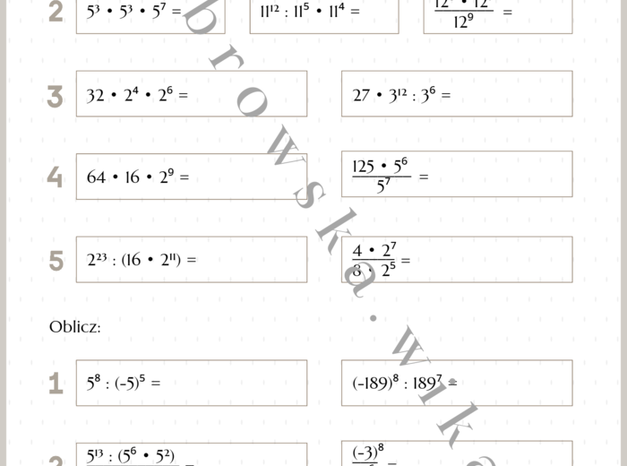 Iloczyn i iloraz potęg o jednakowych podstawach