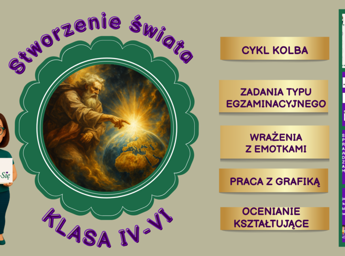 Biblia -Stworzenie świata – scenariusz lekcji z prezentacją i kartami pracy -Klasy IV–VI