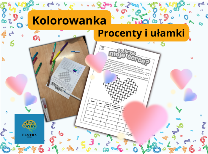 Co kryje moje serce? Klasa 6. Serce. Procenty. Karta pracy. Zadanie. Kolorowanka.