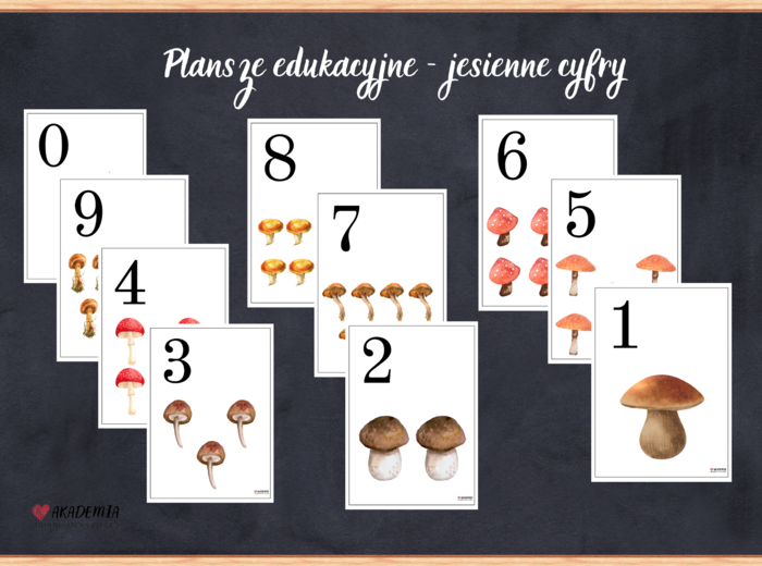 Jesień - cyferki liczby grzybki