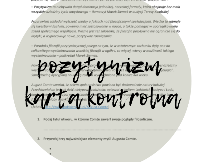 Pozytywizm - Karta kontrolna