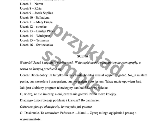 Scenariusz na zakończenie klasy 8 pt. "Gdy bohaterowie lektur ożywają"