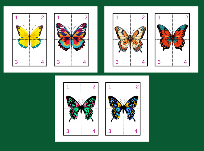 DZIEŃ MOTYLA – puzzle – układanka- układanki – WIOSNA - biblioteka – świetlica – przedszkole – 12 wersji