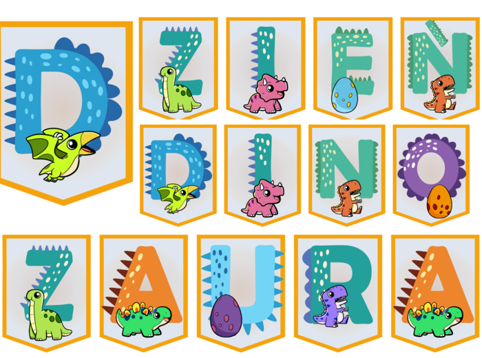 Napis Dzień Dinozaura - Girlanda