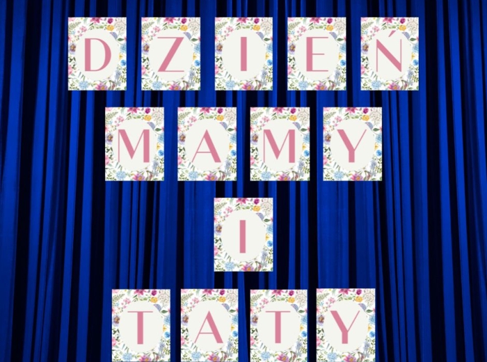 Kwiatowy napis "Dzień Mamy i Taty"