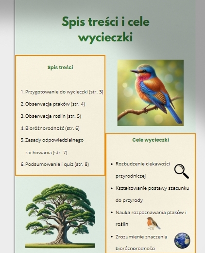 Wycieczka do lasu, parku, rezerwatu. Obserwacja ptaków, roślin, różnorodność biologiczna. Zasady zachowania