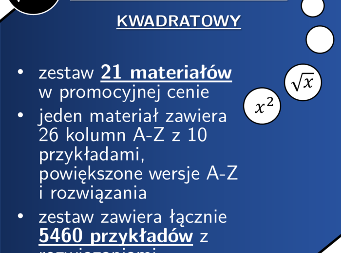 Kwadrat i pierwiastek kwadratowy | matematyka | zestaw promocyjny