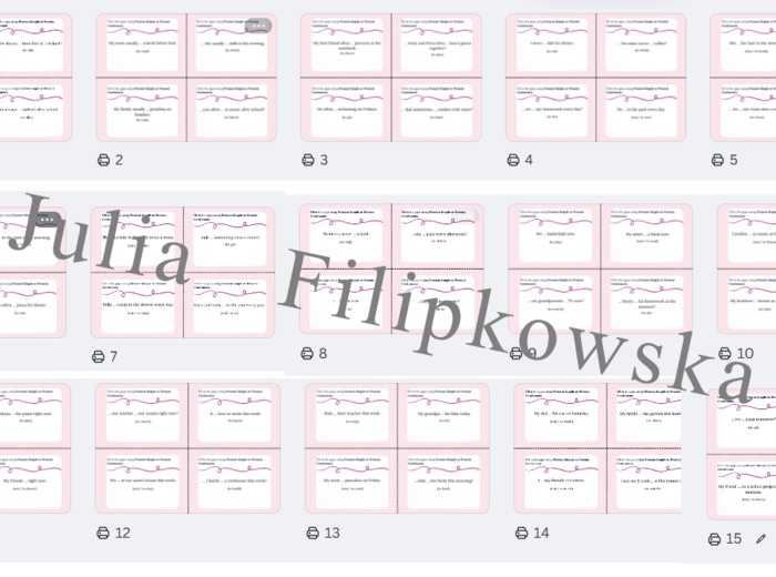 Present Simple vs Present Continuous/ Karty do mówienia/ Mówienie/ Speaking/ Zestaw/ Pakiet/ Klasy 4-8/ Klasa 5/ Klasy 6-8/ SP/ Warm-up/ Rozgrzewka/ Gramatyka/ Grammar/ Grammar cards/ Grammar cards/ E8
