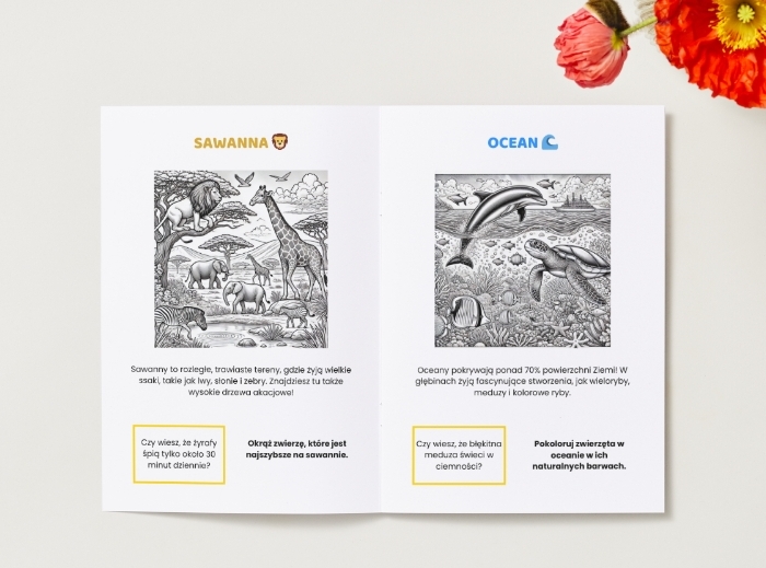 Kolorowanki edukacyjne. Zwierzęta, rośliny i ekosystemy