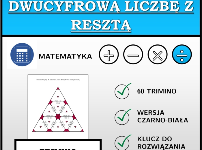 Trimino - Dzielenie przez dwucyfrową liczbę z resztą | matematyka
