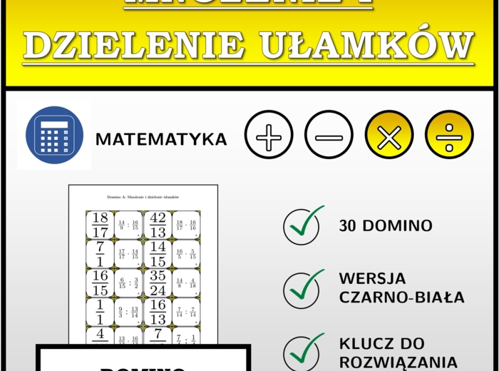 Domino - Mnożenie i dzielenie ułamków | matematyka