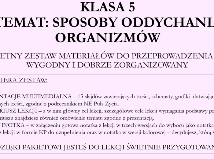 Sposoby oddychania organizmów - pakiet
