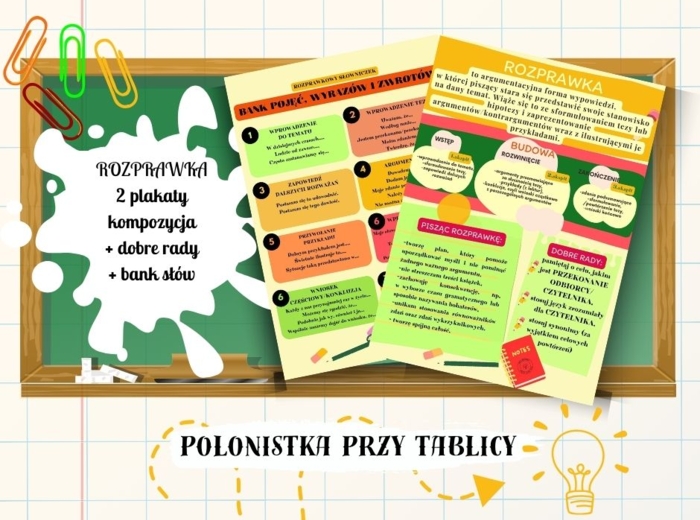 Rozprawka - plakat - kompozycja, elementy twórcze, bank słówek, dobre rady