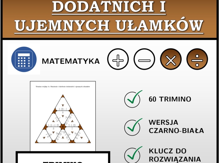 Trimino - Mnożenie i dzielenie dodatnich i ujemnych ułamków | matematyka