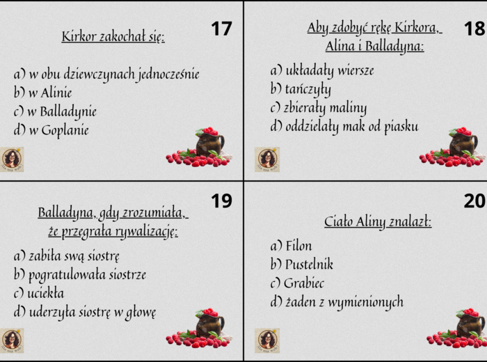 Gra "Prawda czy fałsz" - "Balladyna" Juliusza Słowackiego.