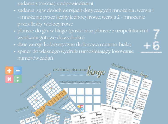 Bingo - działania pisemne kl.4