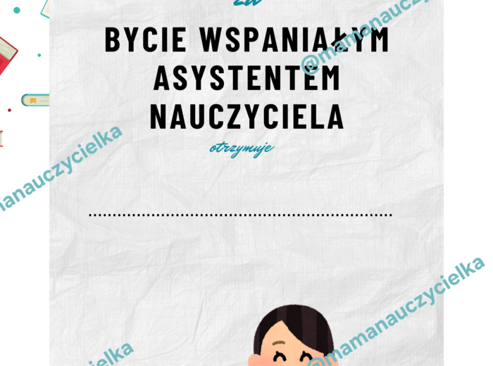 Dyplom za bycie wspaniałym asystentem nauczyciela