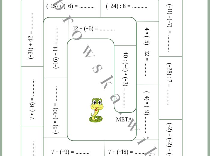 Liczby ujemne - wąż matematyczny