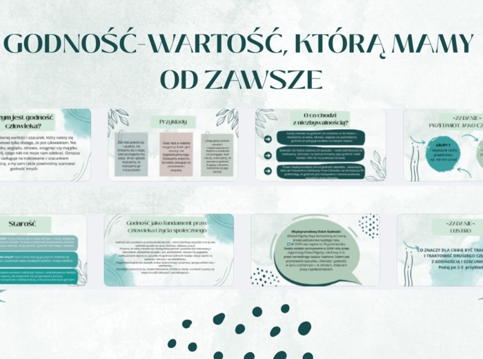 Edukacja Zdrowotna, Godzina wychowawcza- PREZENTACJA- GODNOŚĆ - wartość, którą mamy od zawsze. kl 8 - 16 slajdów PDF