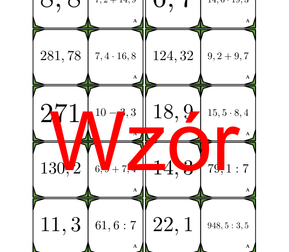 Domino - Arytmetyka liczb dziesiętnych | matematyka
