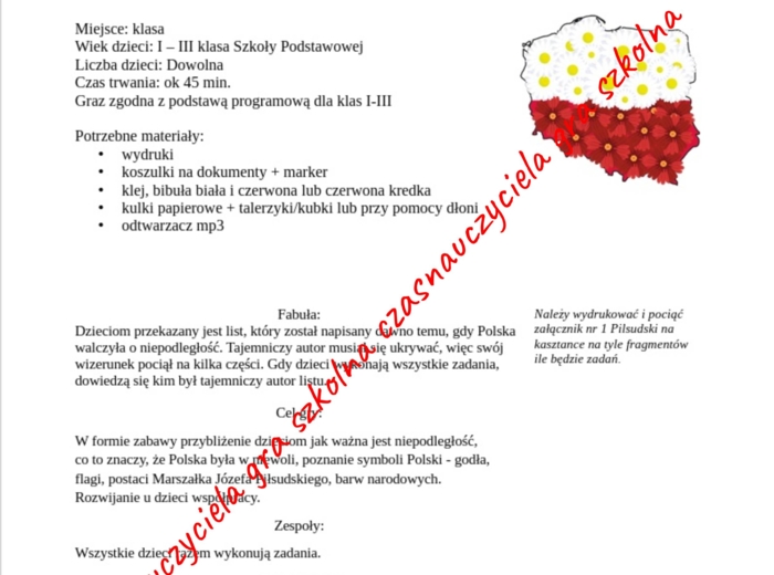 Podróż do niepodległości - gra szkolna klasy I-III