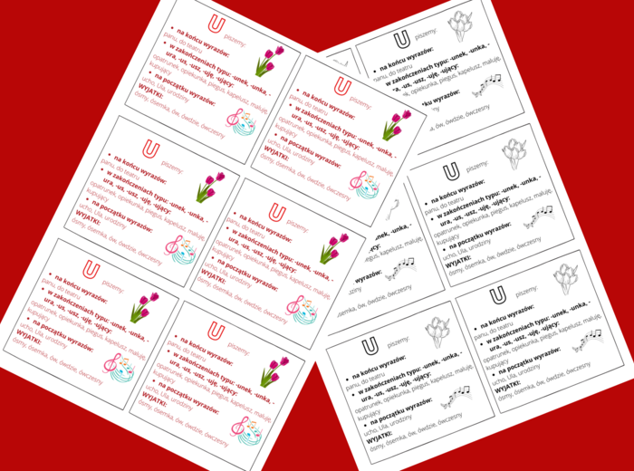 „U” – ZASADY ORTOGRAFICZNE – ortografia – WKLEJKA