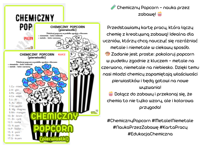 CHEMICZNY POPCORN (pierwiastki) - DZIEŃ POPCORNU - 6 STYCZNIA