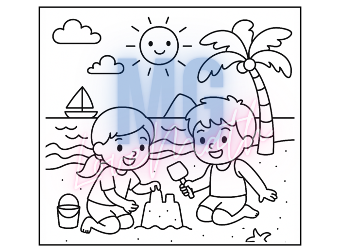 Wakacje - 30 kolorowanek dla dzieci - duża kolorowanka XXL, kolorowanki z zasadami bezpieczeństwa