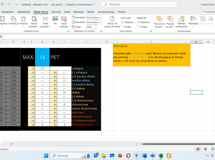 Kalkulator ocen - punktacja oceny - Oblicz w parę sekund punktacje testu/sprawdzianu/kartkówki - Punktacja z ocenami