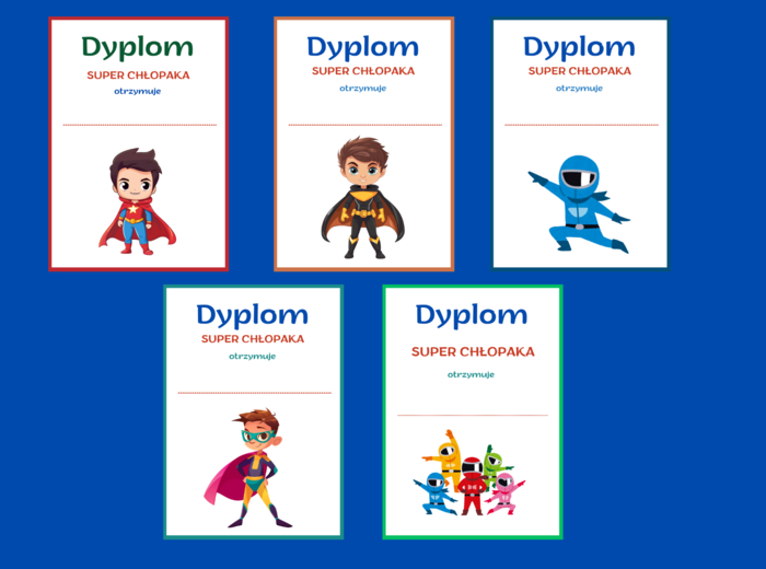 DZIEŃ CHŁOPAKA – dyplomy – 10 wersji