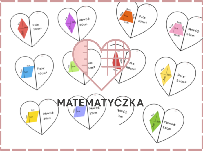 Serduszkowe Pary Walentynki Dopasuj Figury Obwód i Pole cz2 Matematyczka Martyna Rozalia
