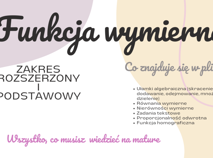 Funkcja wymierna - matura matematyka - podstawa i roszerzenie