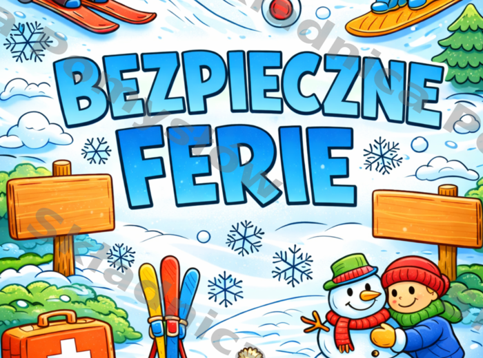 BEZPIECZNE FERIE – plakat XXL do kolorowania 9xA4 + wersja A4 | PDF