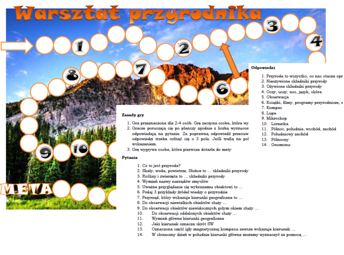 Gra planszowa dla klasy 4 "Warsztat przyrodnika"