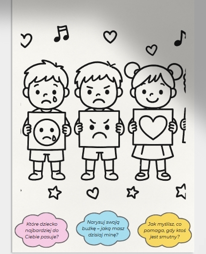 Moje pierwsze emocje – karty obrazkowe i zabawy. 20 kart. 10 zabaw. 3 kolorowanki.